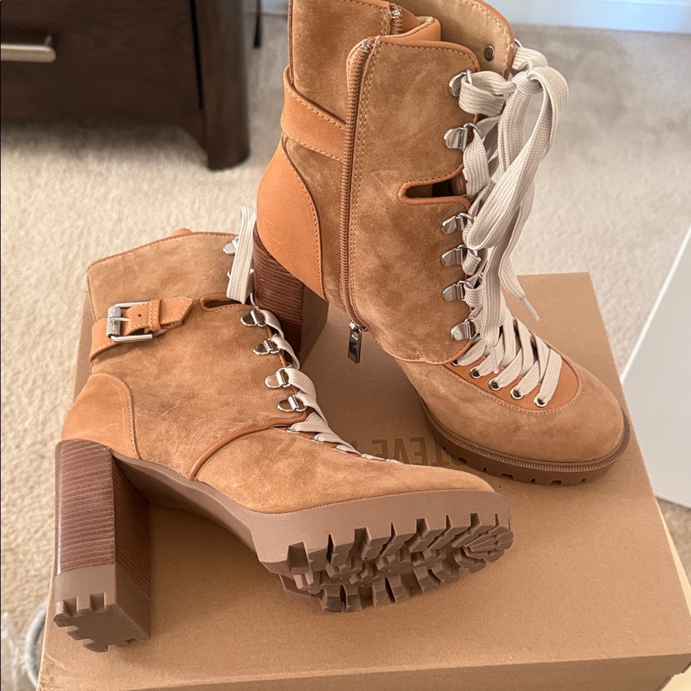 Steve Madden Brown Suede Lace-Up Boots - Picture 3 of 4